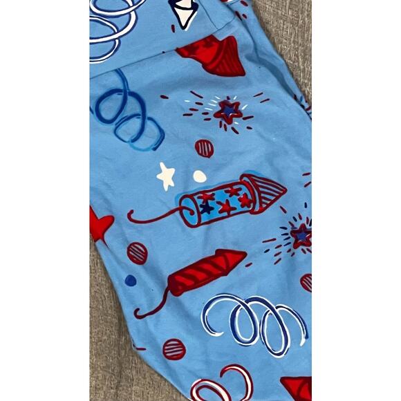 LuLaRoe Leggings OS Americana 4th of July Fireworks Stars Confetti Blue NWOT - Picture 2 of 2